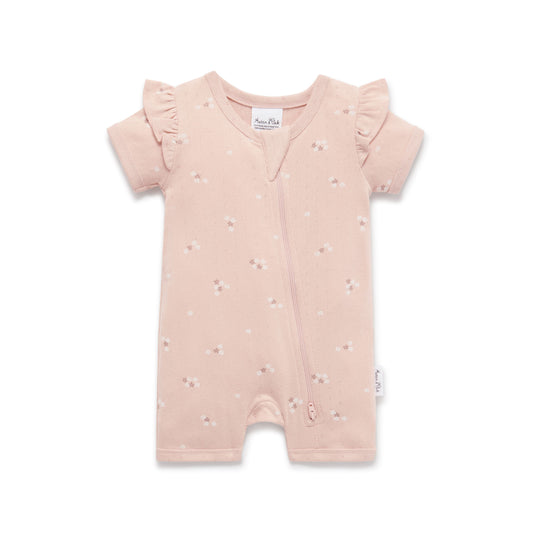 Petal Pointelle Zip Romper