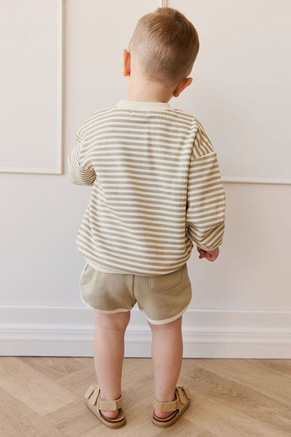 Organic Cotton Peyton Sweat - Slim Stripe Sandy Brown/Cloud