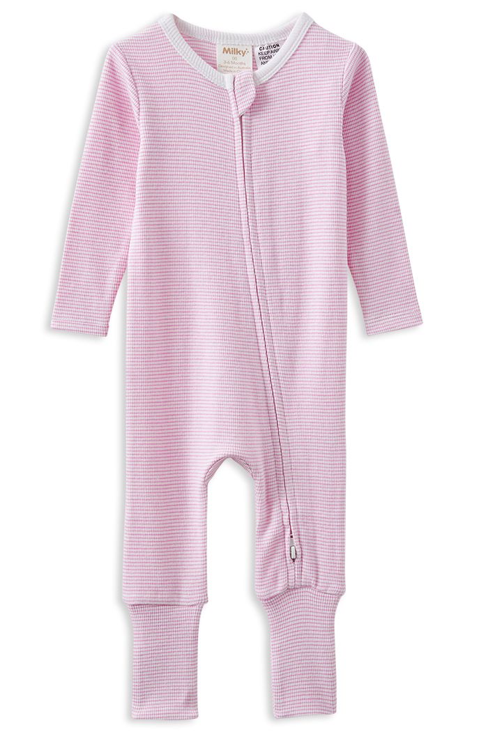 Pink Stripe Zip Romper