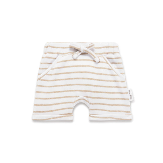 Stripe Rib Harem Shorts - Oatmeal