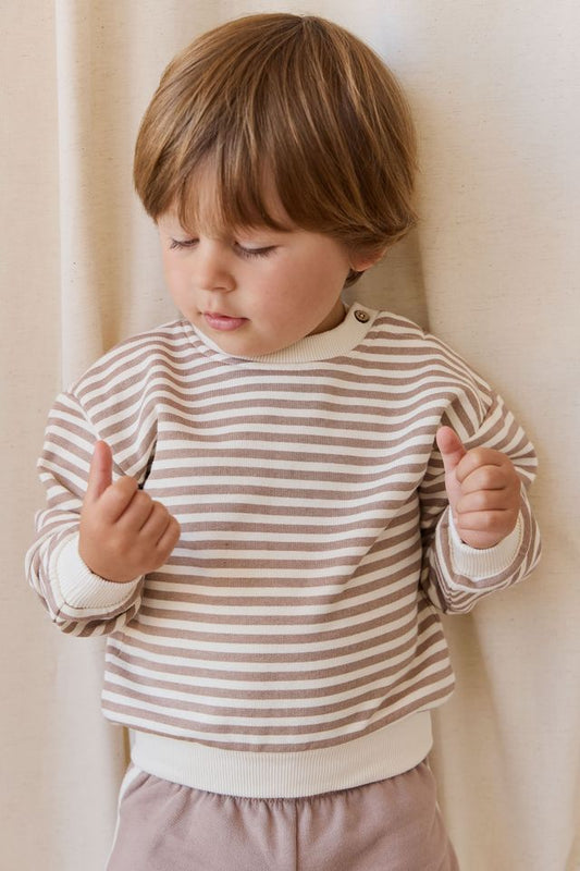 Organic Cotton Peyton Sweat - Standard Stripe Carvern Clay/Cloud