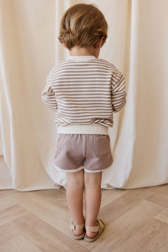 Organic Cotton Peyton Sweat - Standard Stripe Carvern Clay/Cloud