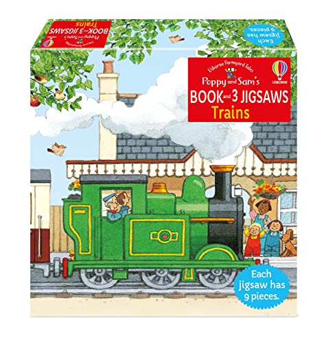Usborne Book & 3 Jigsaws - Trains