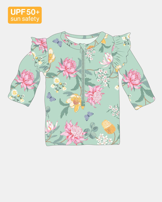 Swim Rashie L/S Ripple - Waratah Mint