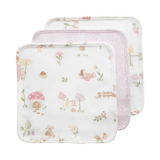Organic Wash Cloths 3pk - Whimsical Wonderland