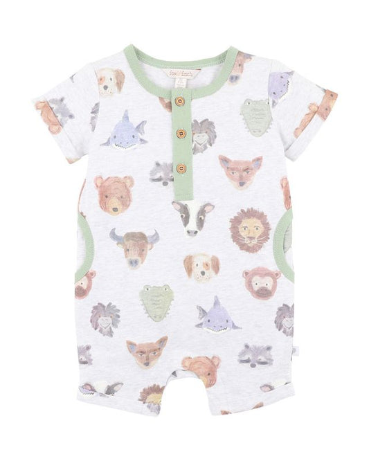 Wildlings Print SS Henley Romper