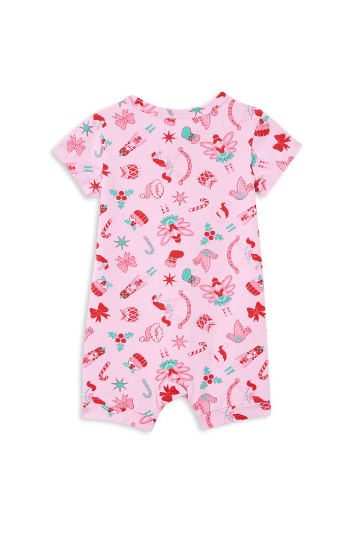 Christmas Zip Romper - Pink Candy